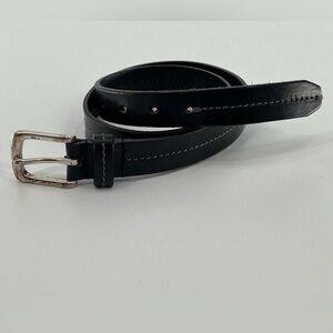 Eddie Bauer Belt Black Leather Solid Brass Buckle Men Medium
